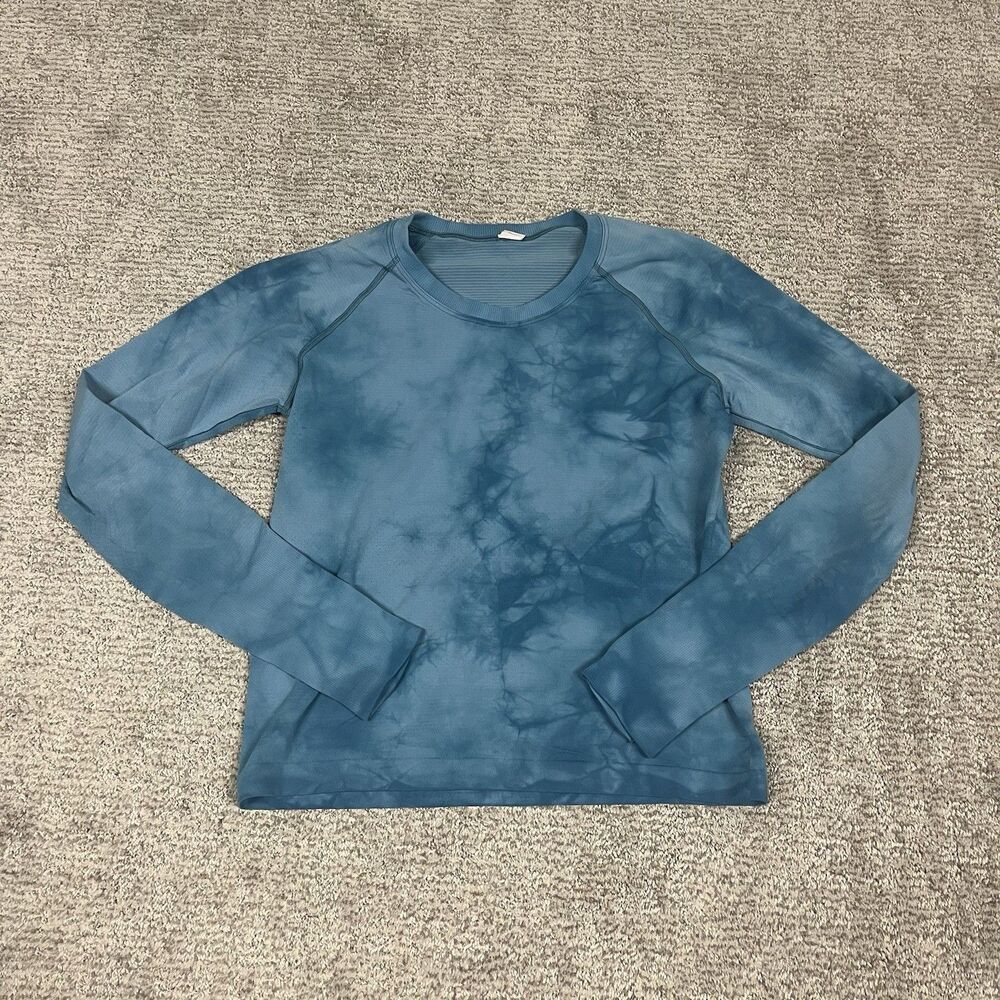 Lululemon Swiftly Speed Long Sleeve Night Diver Top Womens 8 Aqua Shirt